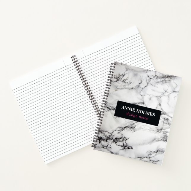 White Marble And Purple Frame Notebook (Inside)