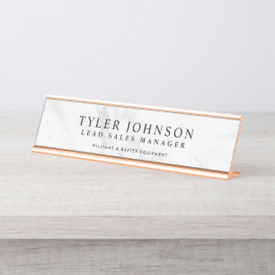 White Marble Backdrop Customized Desk Name Plate
