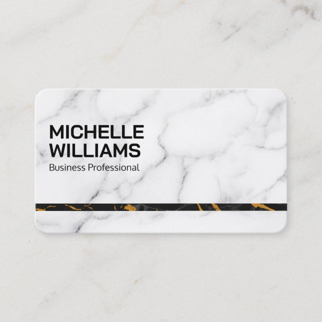 White Marble Background | Sleek Business Card (Front)