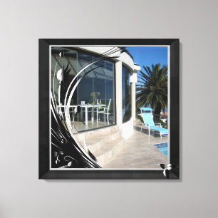 White Marble - Black Abstract Filigree Canvas Print