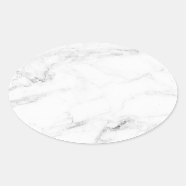 White Marble Blank Elegant Template Custom Oval Sticker (Front)