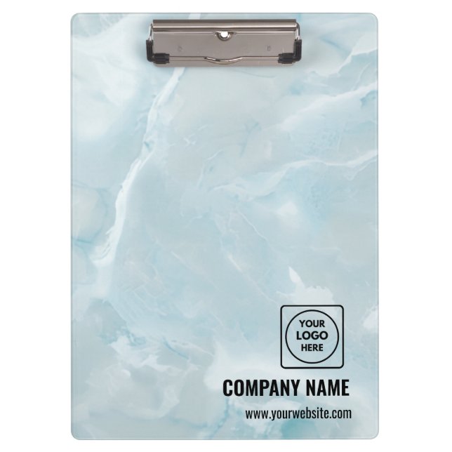 White Marble Business Logo Pro clipboard (Front)