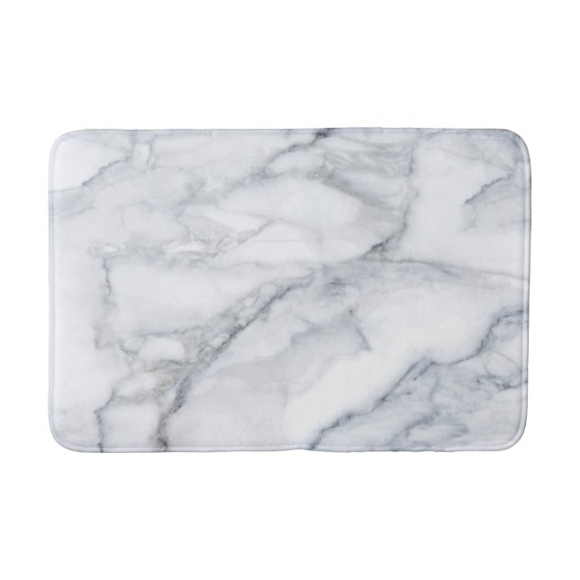 White Marble Carrara Calacatta Texture Bath Mat (Front)