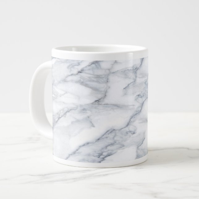 White Marble Carrara Calacatta Texture Large Coffee Mug (Front Left)