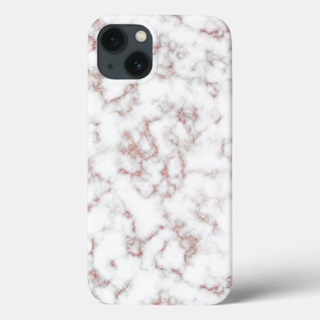 White Marble Carrara Rose Gold Glitter Texture  Case-Mate iPhone Case (Back)