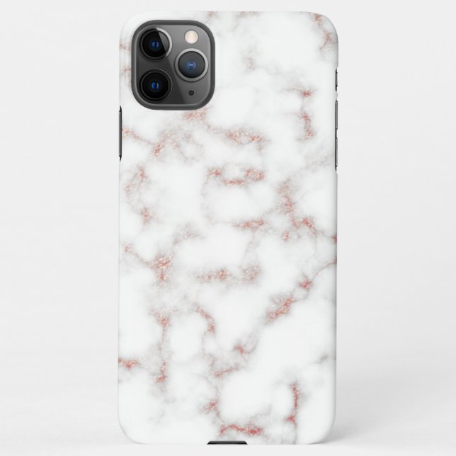 White Marble Carrara Rose Gold Glitter Texture iPhone Case (Back)