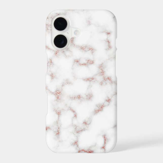 White Marble Carrara Rose Gold Glitter Texture iPhone Case (Back)