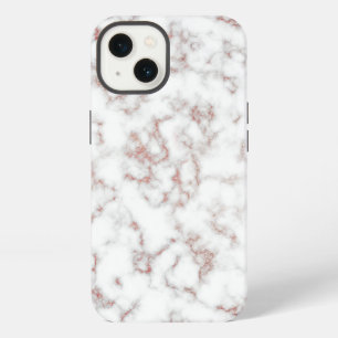 White Marble Carrara Rose Gold Glitter Texture iPhone 13 Case
