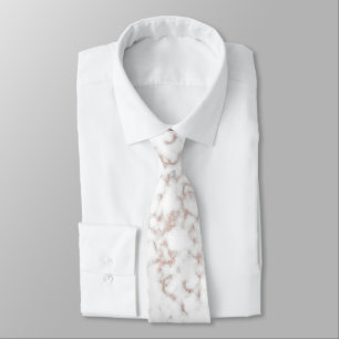 White Marble Carrara Rose Gold Glitter Texture Tie