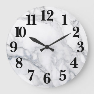 White Marble Carrara Texture Large Clock
