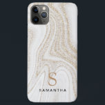 White marble chic gold glitter monogram iPhone 11 pro max case<br><div class="desc">White marble chic gold glitter monogram iPhone 11 Pro Max Case</div>
