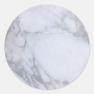 White Marble Classic Round Sticker