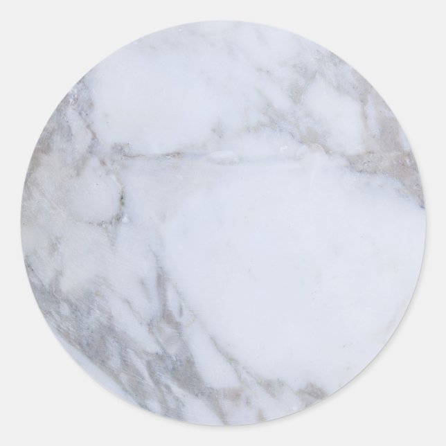White Marble Classic Round Sticker (Front)