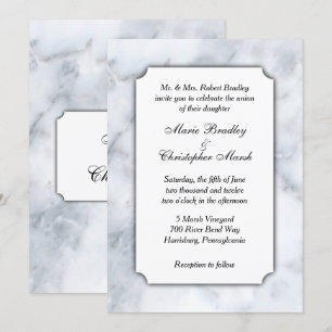 White Marble Classy Wedding Invitation