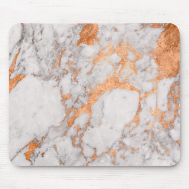 White Marble & Copper Mouse Mat (Front)