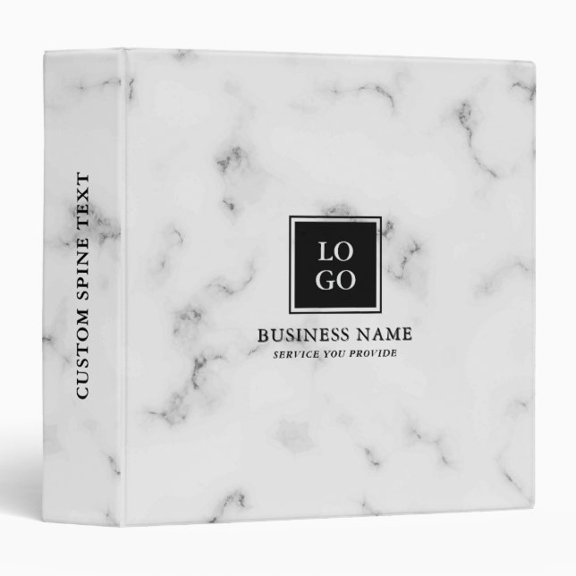 White Marble Custom Logo Profesional Binder (Front/Spine)