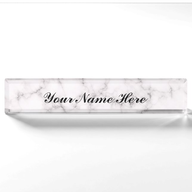White Marble Desk Name plate (Front)