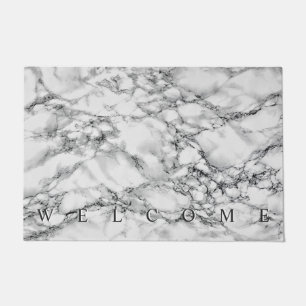 White Marble Doormat Welcome