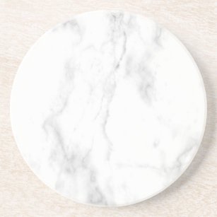 White Marble Elegant Design Trendy Template Round Coaster