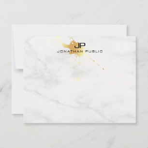 White Marble Elegant Gold Splash Monogram Template