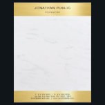 White Marble Elegant Modern Gold Professional Letterhead<br><div class="desc">White Marble Elegant Modern Gold Professional Template Letterhead.</div>