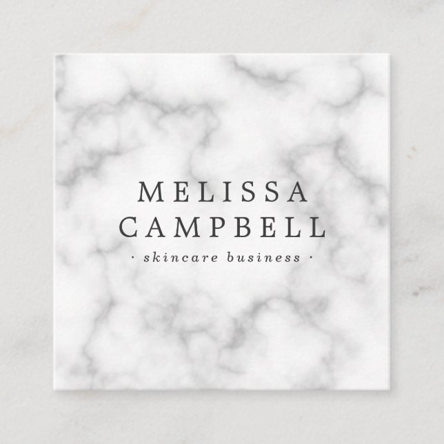 White marble elegant professional minimalist square business card (Front)