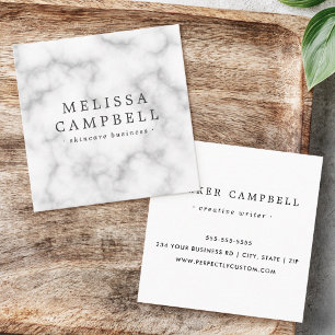 White marble elegant professional minimalist square business card