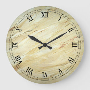 White Marble Faux Finish Wallclock Roman Numeral