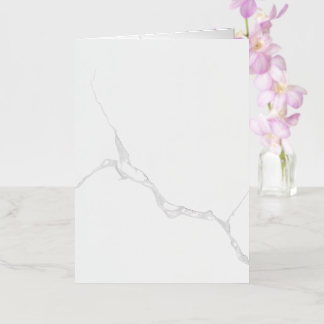 White Marble  Foil Holiday Card (Orchid)