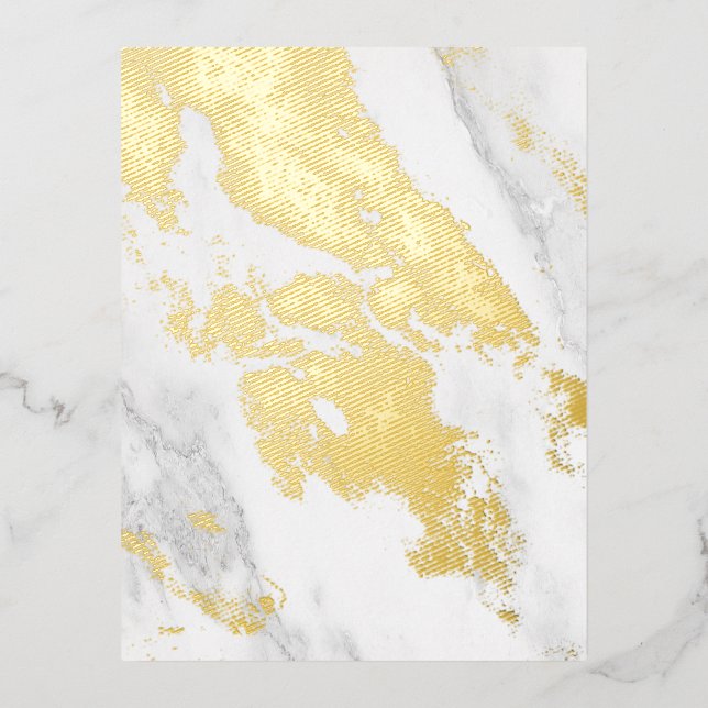 White Marble Foil Holiday Postcard (Front)