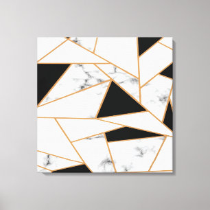 White Marble Geometric in Gold Canvas Print