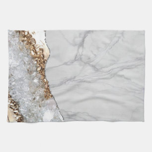 White Marble Gilded Black Agate Kitchen Towel