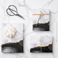White Marble Gilded Black Agate