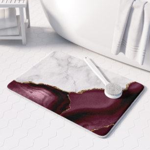 White Marble Gilded Burgundy Agate Medium Bath Mat