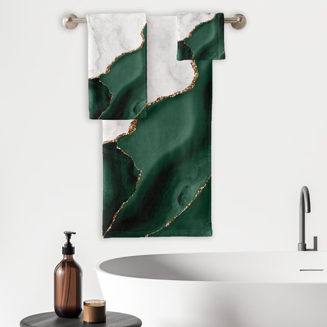 White Marble Gilded Emerald Green Agate Bath Bath Towel Set (Creator Uploaded)