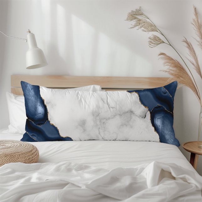 White Marble Gilded Navy Blue Agate Body Pillow (Creator Uploaded)