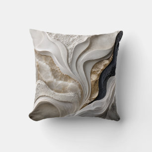 White Marble Gold Abstract Luxury Throw Pillow