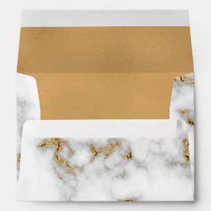 White Marble Gold Foil Envelope
