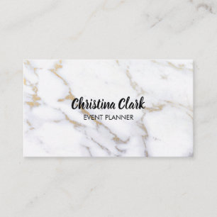White Marble Gold Glitter Custom Personalized Business Card
