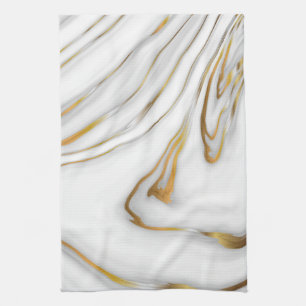 White Marble Gold Grain Kitchen Towel
