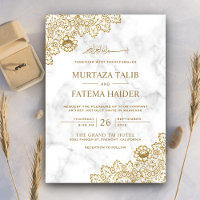 White Marble Gold Lace Islamic Muslim Wedding