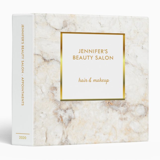 White marble gold professional appointment book binder (Front/Spine)