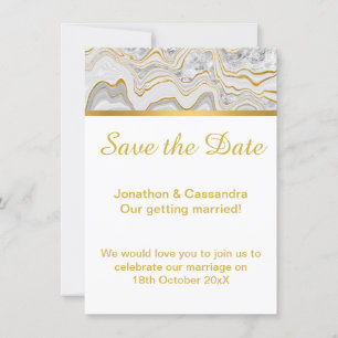 WHITE MARBLE GOLD SAVE THE DATE