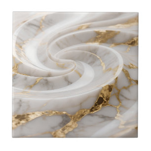 White Marble Gold Swirl Pattern Tile