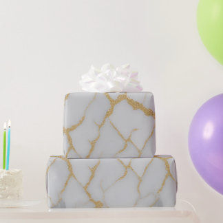 White Marble & Gold Veins | Luxury Wrapping Paper