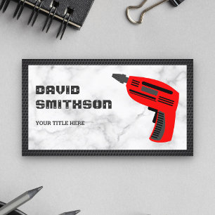 White Marble Hardware Power Tool Red Drill Machine Business Card