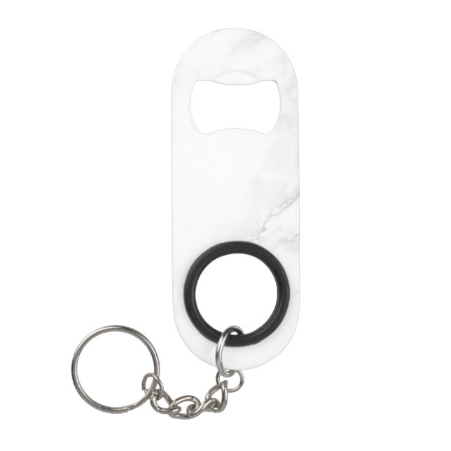 White Marble Keychain Bottle Opener (Front)