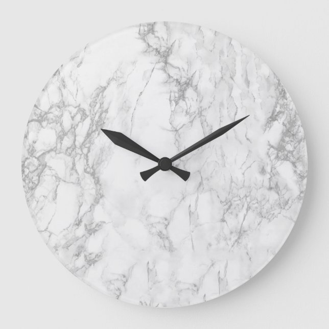White Marble Large Round Wall Clock (Front)