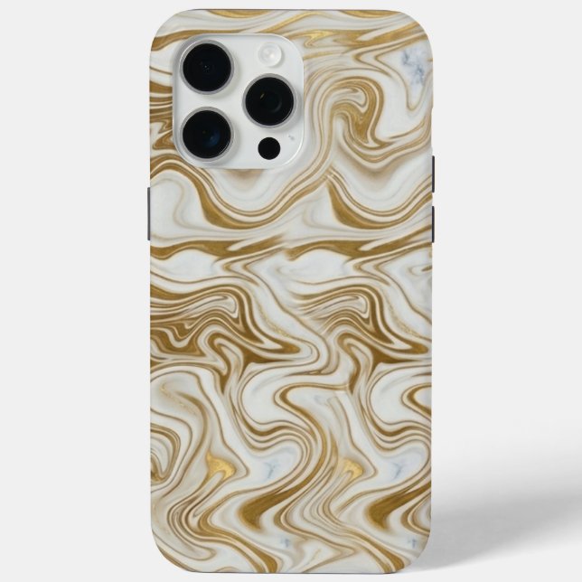 White Marble & Liquid Gold Luxury Phone Case (Back)