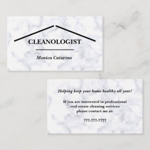 White Marble Look Home Cleaning Business Card